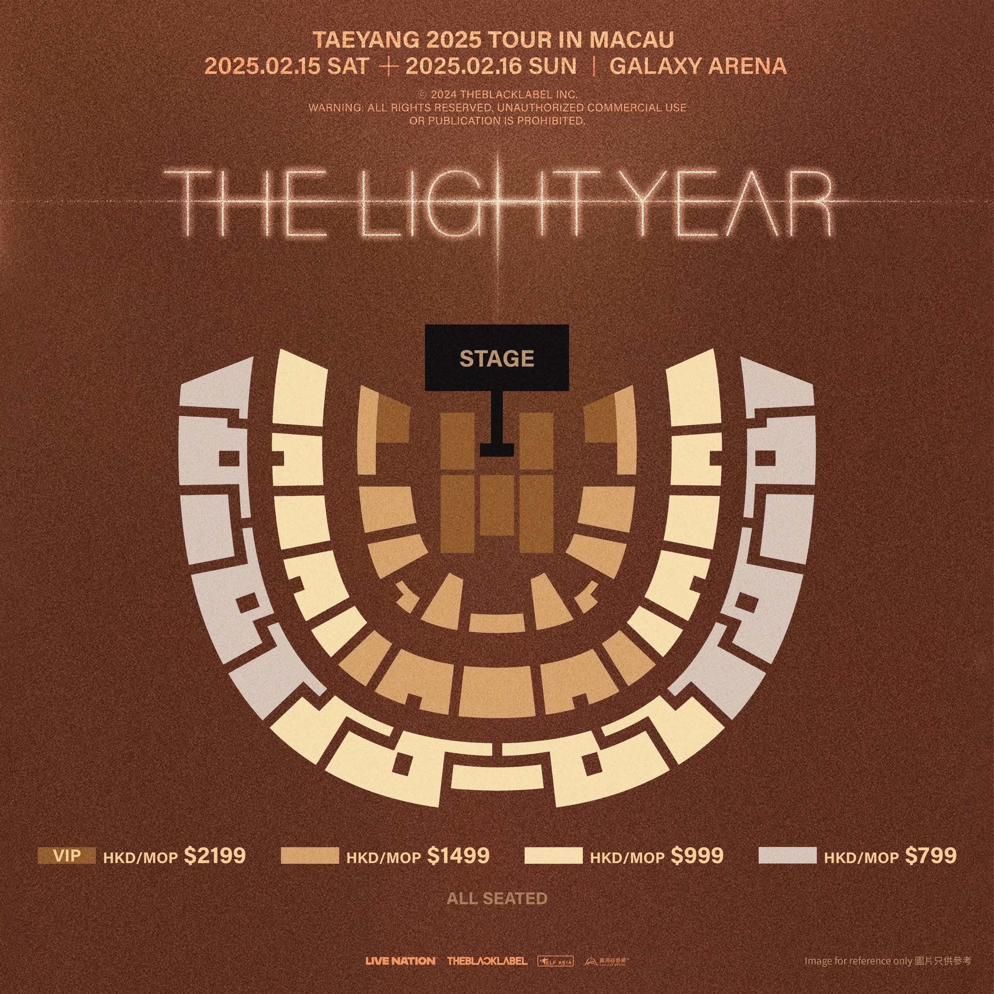 TAEYANG 2025 TOUR THE LIGHT YEAR IN MACAU Galaxy Macau The World TY Seat Map